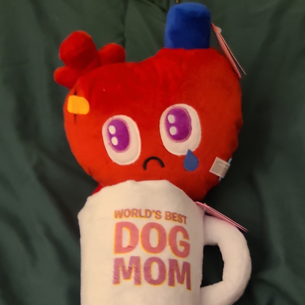 Heartfelt Dog Mom Plush Toy - Red, Blue, and White